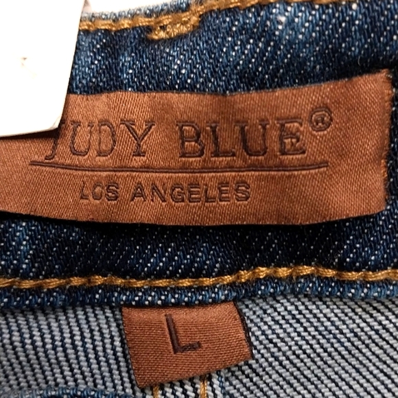 Judy Blue NWT Women's High Waist Tummy Control Shorts Size Large Dark Blue - Picture 2 of 10